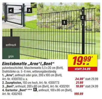 toom Baumarkt Einstabmatte „Arne"/,,Bent" Angebot