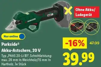 Lidl Parkside Akku-Astschere, 20 V Angebot