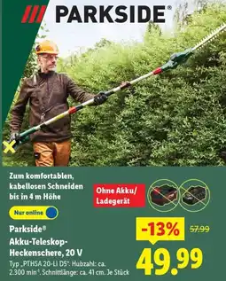 Lidl Parkside Akku-Teleskop Heckenschere, 20 V Angebot