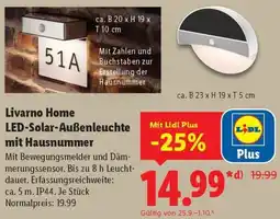 Lidl Livarno Home LED-Solar-Außenleuchte mit Hausnummer Angebot