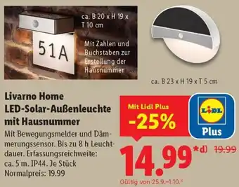 Lidl Livarno Home LED-Solar-Außenleuchte mit Hausnummer Angebot