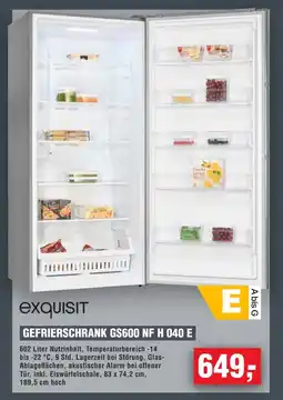 Handelshof exquisit GEFRIERSCHRANK GS600 NF H 040 E Angebot