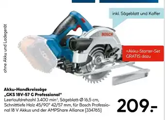 Hellweg Bosch akku-handkreissäge gks 18v-57 g professional Angebot