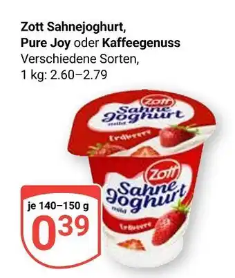 Globus Zott sahnejoghurt pure joy Angebot