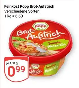 Globus Feinkost popp brot-aufstrich tomate-mozzarella Angebot