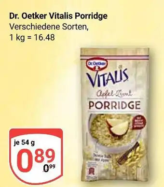 Globus Dr. oetker vitalis porridge apfel zimt Angebot