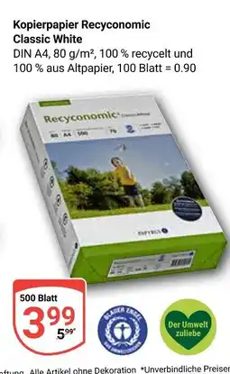 Globus Kopierpapier recyconomic classic white Angebot