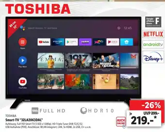 Lidl Toshiba Smart TV 32LA2063DAL Angebot