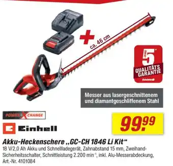 toom Baumarkt Einhell Akku-Heckenschere,,GC-CH 1846 Li Kit“ Angebot