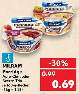 Kaufland MILRAM Porridge Apfel-Zimt oder Beeren-Trio Angebot