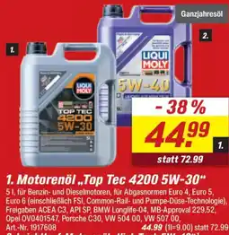 toom Baumarkt LIQUI MOLY Motorenöl „Top Tec 4200 5W-30" Angebot