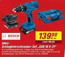 toom Baumarkt BOSCH Akku- Schlagbohrschrauber-Set,,GSB 18 V-21" Angebot