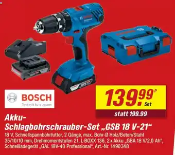 toom Baumarkt BOSCH Akku- Schlagbohrschrauber-Set,,GSB 18 V-21" Angebot