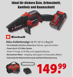 bauSpezi Einhell akku-astkettensäge ge-ps 18/15 li bag kit Angebot
