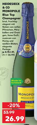 Kaufland HEIDESIECK & CO MONOPOLE Blue Top Champagner Angebot