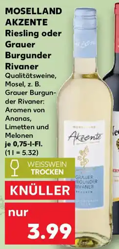 Kaufland MOSELLAND AKZENTE Riesling oder Grauer Burgunder Rivaner Angebot