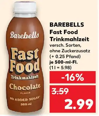 Kaufland BAREBELLS Fast Food Trinkmahlzeit Angebot