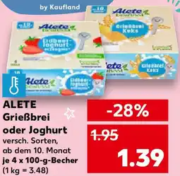 Kaufland ALETE Grießbrei oder Joghurt Angebot