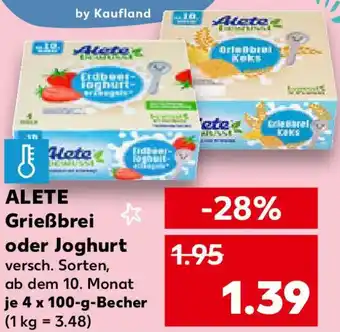 Kaufland ALETE Grießbrei oder Joghurt Angebot