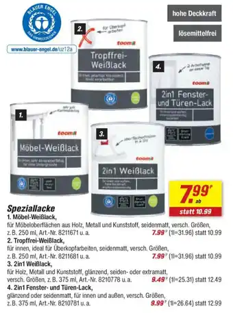 toom Baumarkt Speziallacke 1. Möbel-Weißlack Angebot