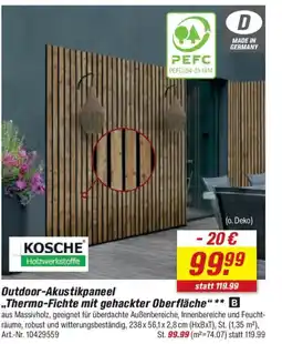 toom Baumarkt KOSCHE Holzwerkstoffe Outdoor-Akustikpaneel ,,Thermo-Fichte mit gehackter Oberfläche" Angebot