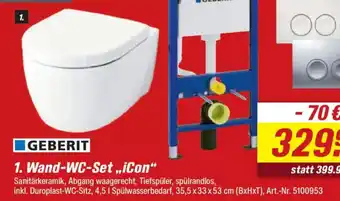 toom Baumarkt GEBERIT 1. Wand-WC-Set „iCon" Angebot
