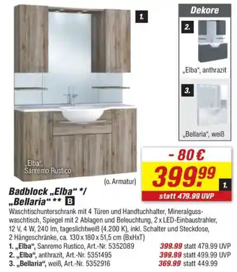toom Baumarkt Badblock „Elba"/ „Bellaria" Angebot