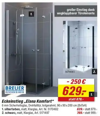 toom Baumarkt BREUER DUSCHEN & MEHR Eckeinstieg „Elana Komfort" Angebot