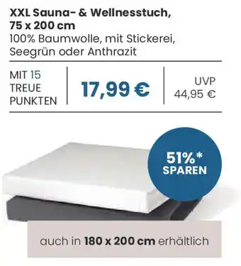 E-Center XXL Sauna- & Wellnesstuch, 75 x 200 cm Angebot