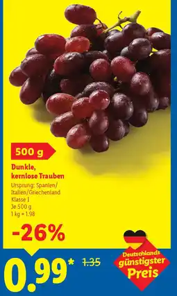 Lidl Dunkle, kernlose Trauben Angebot