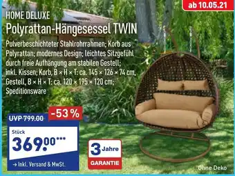 Aldi Nord Home Deluxe Polyrattan Hängesessel TWIN Angebot