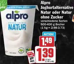 HIT Alpro Joghurtalternative Natur oder Natur ohne Zucker Angebot