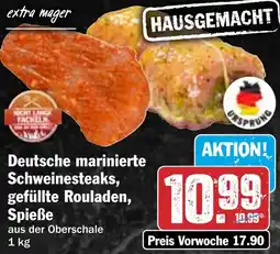HIT Deutsche marinierte Schweinesteaks, gefüllte Rouladen, Spieße Angebot