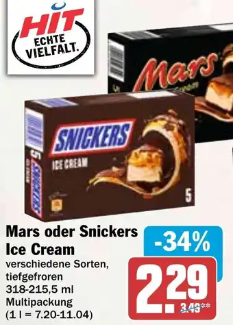 HIT Mars oder Snickers Ice Cream Angebot