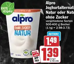 HIT Alpro Joghurtalternative Natur oder Natur ohne Zucker Angebot