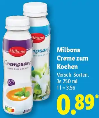 Lidl Milbona Creme zum Kochen Angebot