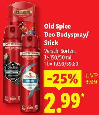 Lidl Old Spice Deo Bodyspray/ Stick Angebot