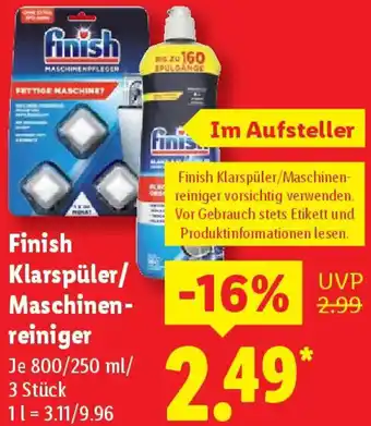 Lidl Finish Klarspüler/ Maschinenreiniger Angebot