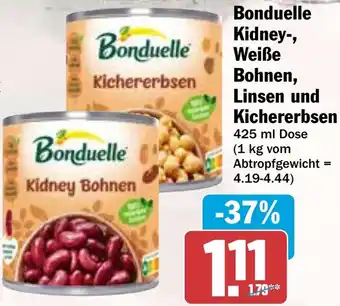 HIT Bonduelle Kidney-, Weiße Bohnen, Linsen und Kichererbsen Angebot
