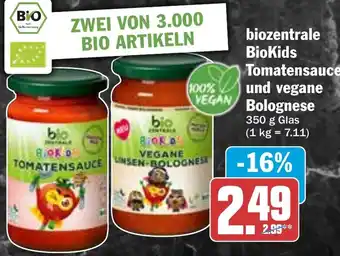 HIT biozentrale BioKids Tomatensauce und vegane Bolognese Angebot