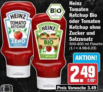 HIT Heinz Tomaten Ketchup Bio oder Tomaten Ketchup ohne Zucker und Salzzusatz Angebot
