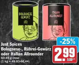 HIT Just Spices Bolognese-, Rührei-Gewürz oder Italian Allrounder Angebot