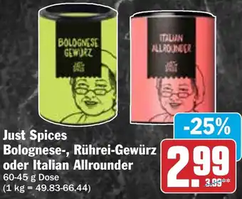 HIT Just Spices Bolognese-, Rührei-Gewürz oder Italian Allrounder Angebot