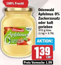 HIT Odenwald Apfelmus 0% Zuckerzusatz oder kalt gerieben Angebot