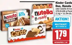 HIT Kinder Cards, Kinder Duo, Hanuta Riegel Angebot