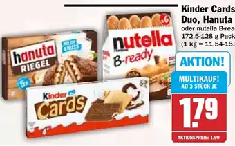 HIT Kinder Cards, Kinder Duo, Hanuta Riegel Angebot