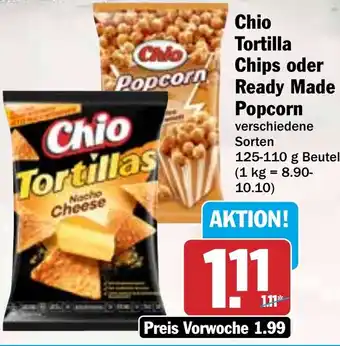 HIT Chio Tortilla Chips oder Ready Made Popcorn Angebot