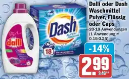 HIT Dalli oder Dash Waschmittel Pulver, Flüssig oder Caps Angebot
