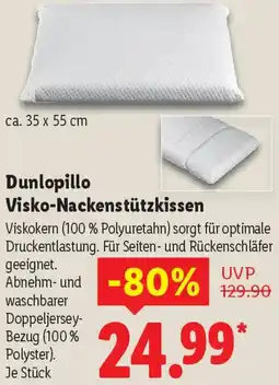 Lidl Dunlopillo Visko-Nackenstützkissen Angebot