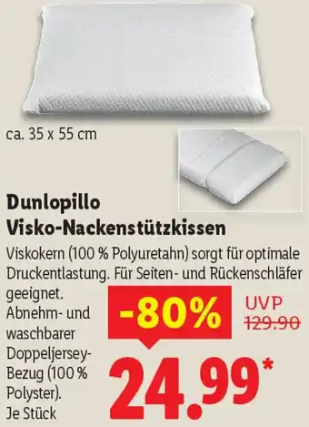 Lidl Dunlopillo Visko-Nackenstützkissen Angebot